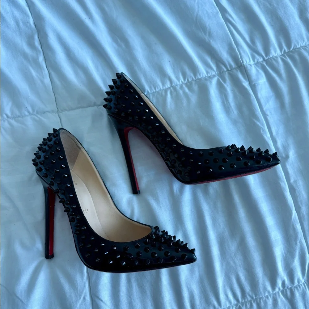 Christian Louboutin Black Studded Heels - Picture 3 of 5